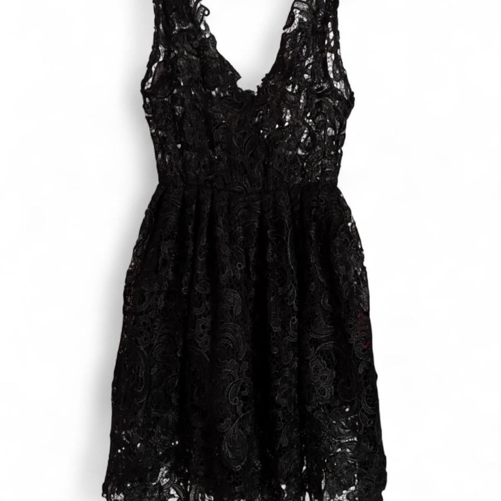 Elegant Black Lace Dress - goth style - XL